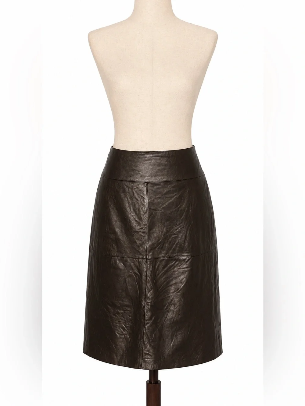 Jaclyn Smith Black Leather A-Line Skirt.